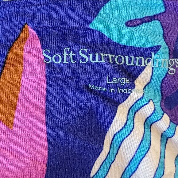 NWT Soft Surroundings Serena Maxi Dress Floral Slits Stretch Size L Blue Multi - Picture 7 of 12